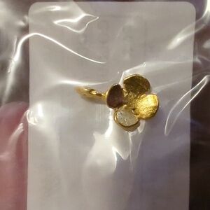 Gold color clover with charm approx. .25" For jewelry making